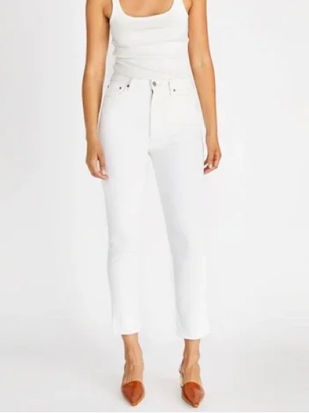 Etica Finn High Rise Straight Crop White Jeans Size 27